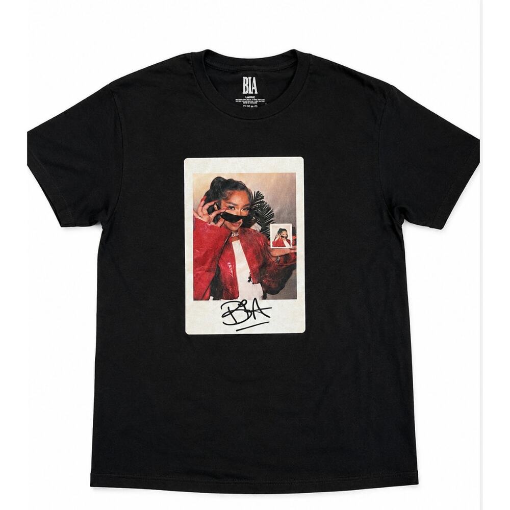 DEADSTOCK BIA Graphic T Shirt Black Photo Print Rap Tee Size Large NWOT